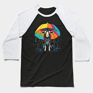 Goat Rainy Day With Umbrella Baseball T-Shirt